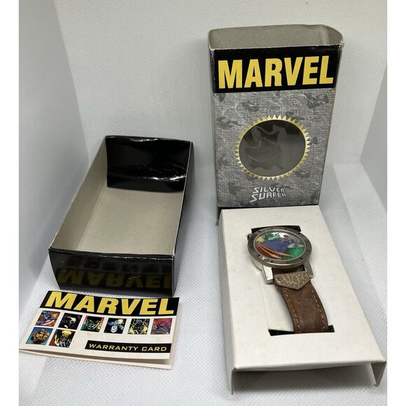 Vintage Artwatch Marvel Silver Surfer 1996 3D Action Crystal Wristwatch NIB - Picture 9 of 10
